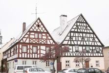 Marktplatz Baunach Fachwerk im Schnee