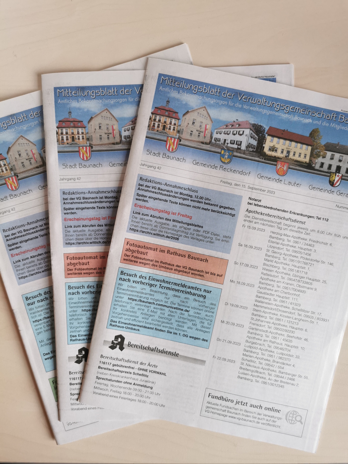 Umstellung des Mitteilungsblattes der VG Baunach auf eine zweiwöchentliche Erscheinungsweise